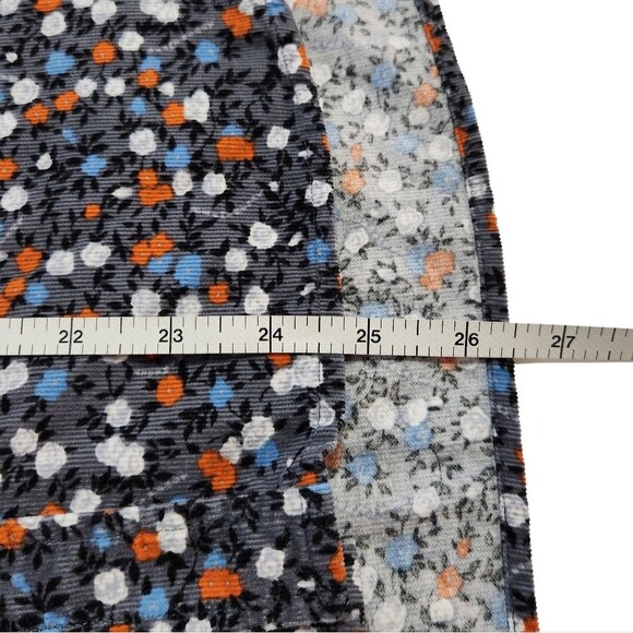 Beams Heart Corduroy Button Down Shirt Gray Blue Orange Floral Women's Small - Picture 10 of 10